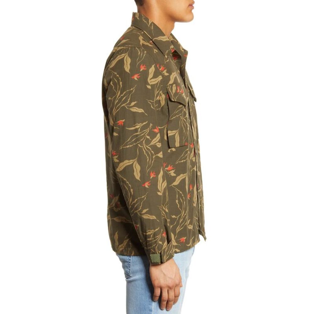 Rag & Bone Mens Army Floral Flight Shirt Jacket Large Green - Picture 4 of 6